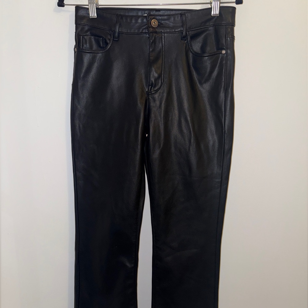 🖤 ZARA Faux Leather Straight Pants | Size 4 | Black Vegan Leather - Picture 6 of 12